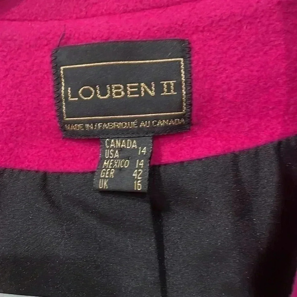 ❤️Clearance ❤️[14]Vintage Louben II Wool Blend  WMN Pink/Red Zip Pea Coat Blazer - Picture 2 of 5